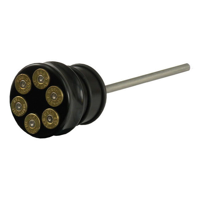 CVP, oil tank fill plug, with dipstick. Bullet. Black — 00-17 Twin Cam Softail (Excl. FXSB; FXCW/C) (NU)