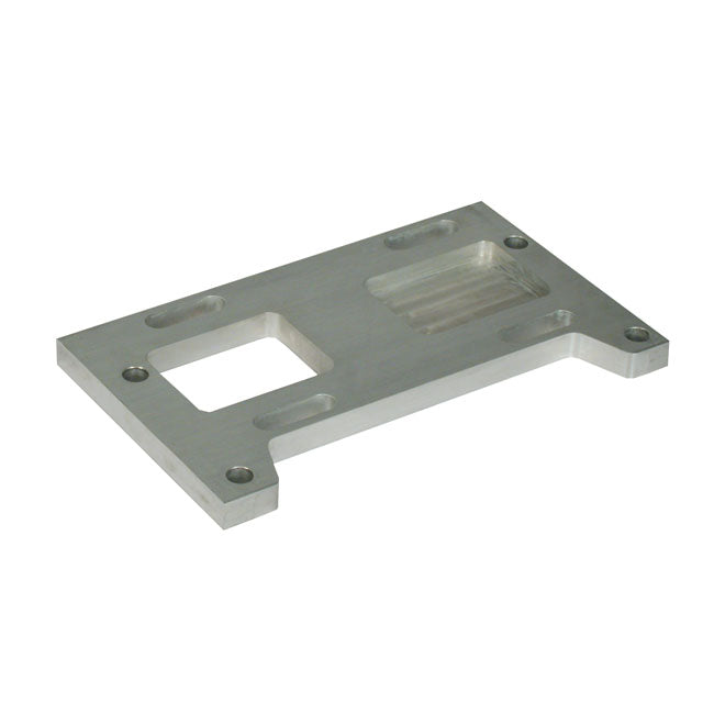 Paughco, 4-sp transmission mount plate. 1" offset. Aluminum