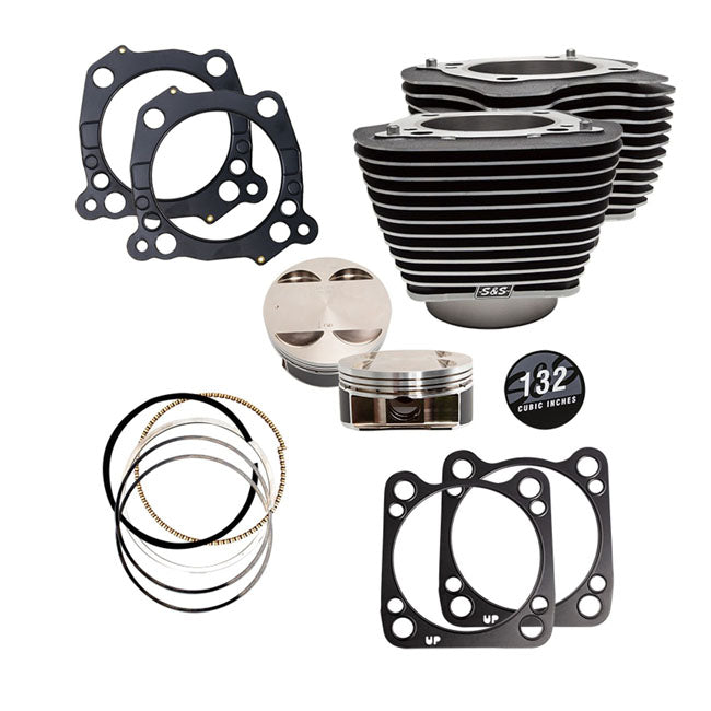 S&S, 132" big bore kit. Black cylinders / highlighted fins
