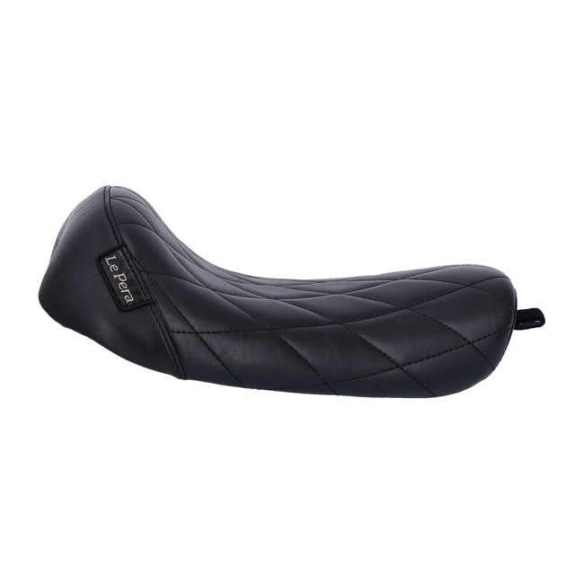 Le Pera, Bare Bones solo seat. Diamond stitch — 04-22 XL Sportster with 3.3 & 4.5 gallon tanks fuel tank (NU)
