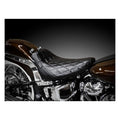 LePera, Bare Bones solo seat. Diamond stitch — Softail: 2025 FLHC Heritage Classic 117; 18-24(NU)FLHCS Heritage Classic 114; 18-20(NU)FLHC Heritage Classic 107; 18-20(NU)FLDE Deluxe 107