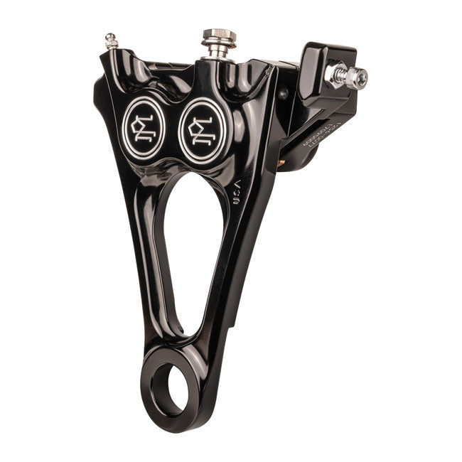 PM, 4-piston one-piece caliper/bracket, rear. Black CC — 18-25 Softail