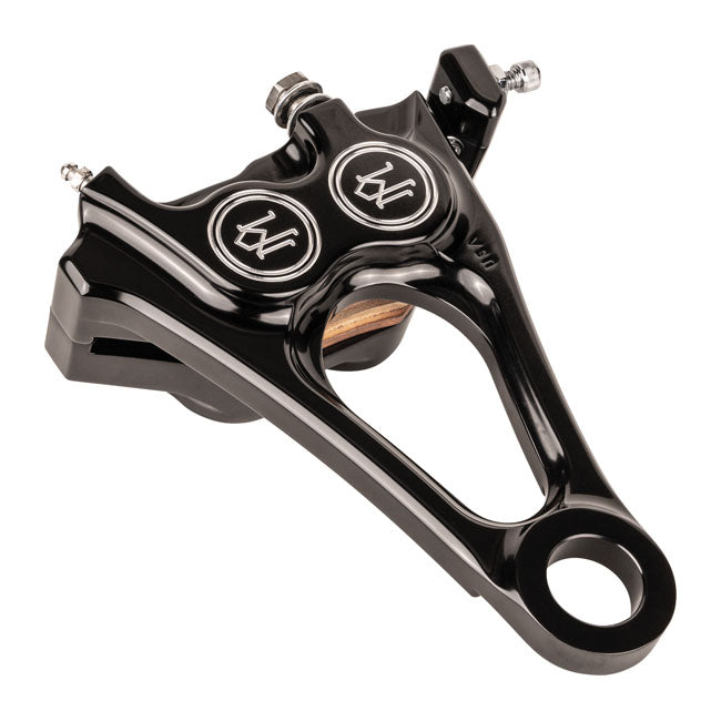 PM, 4-piston one-piece caliper/bracket, rear. Black CC — 18-25 Softail