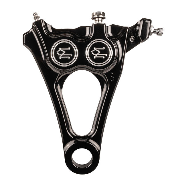 PM, 4-piston one-piece caliper/bracket, rear. Black CC — 18-25 Softail