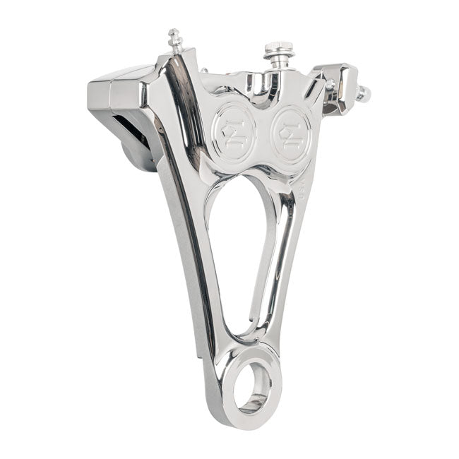PM, 4-piston one-piece caliper/bracket, rear. Chrome — 18-25 Softail
