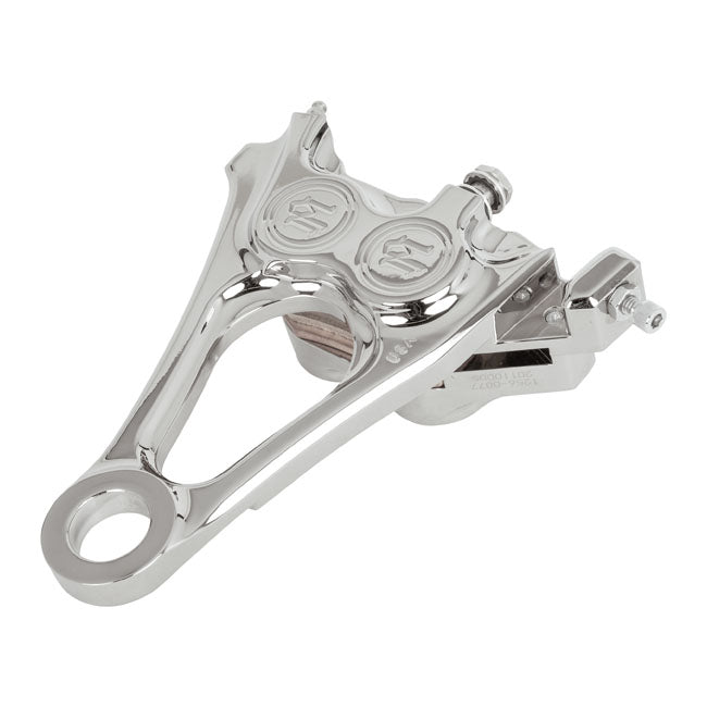 PM, 4-piston one-piece caliper/bracket, rear. Chrome — 18-25 Softail