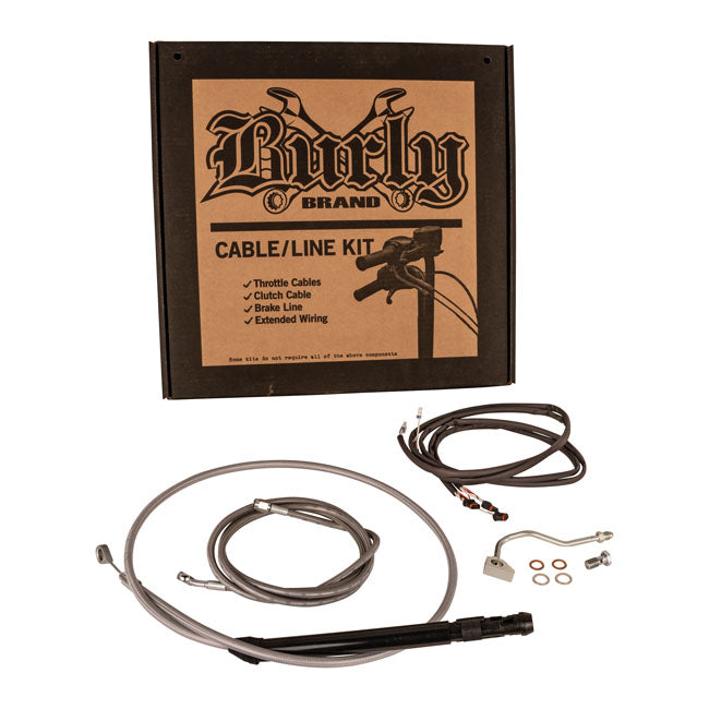 Burly, cable/line kit. For 15" Bagger bars. Stainless Steel