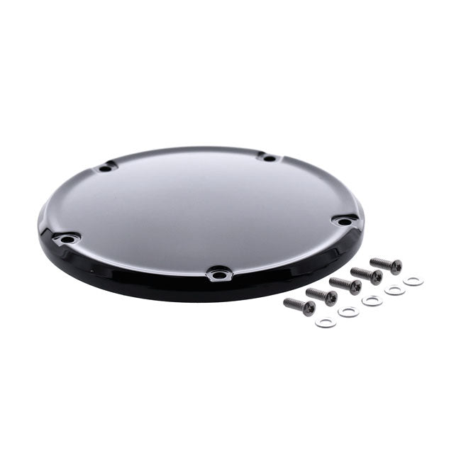 Derby cover, smooth domed. Black — 19-25 Softail; 2018 Softail FLSB Sport Glide; Other 2018 Softails custom equipped with a narrow profile outer primary cover