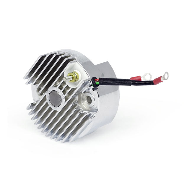 Solid-state 12-v voltage finned regulator. Chrome