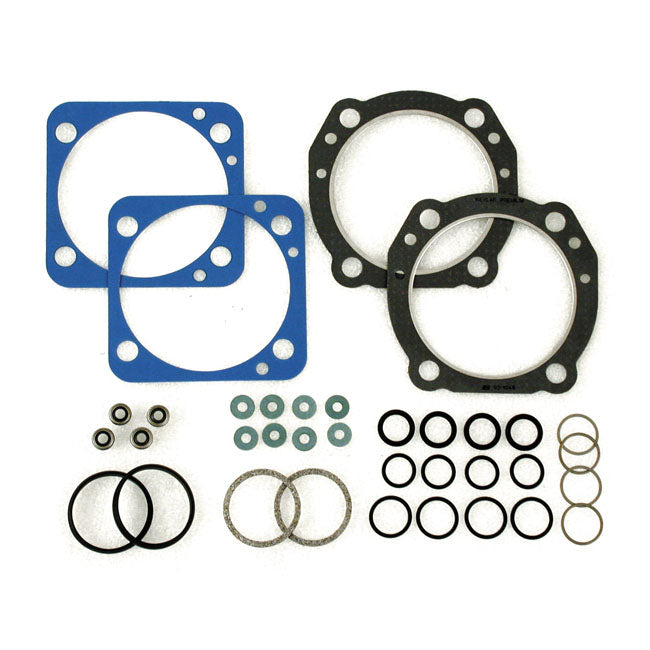 S&S, top end gasket kit. 4" bore — 84-99 S&S V-series (Evo Big Twin style); 86-03 style S&S Sportster. With 4" bore cylinders