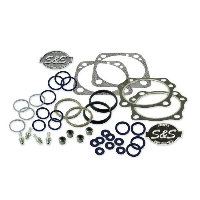 S&S, top end gasket kit. 4-1/8" bore — 99-17 S&S T-series (Twin Cam style) & 84-99 V-series (Evo Big Twin style) engines with 4-1/8" bore cylinders