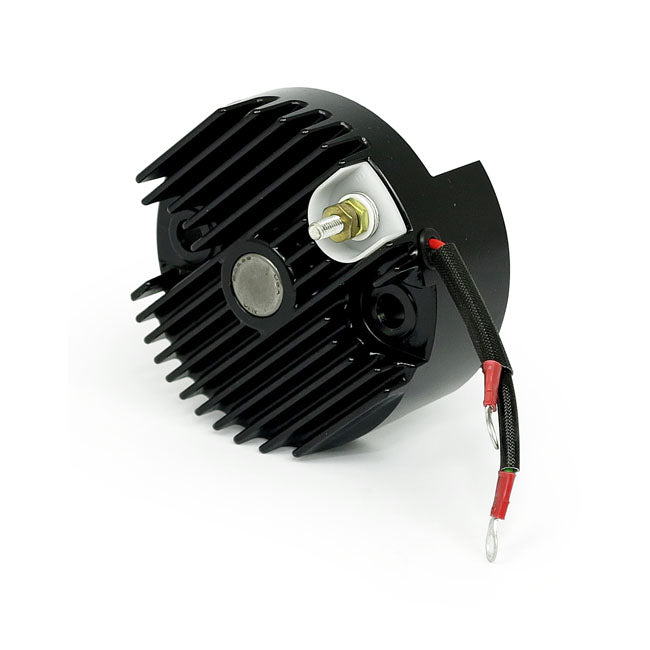 Solid-state 12-v voltage finned regulator. Black