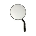 4" round custom mirror, left. Black