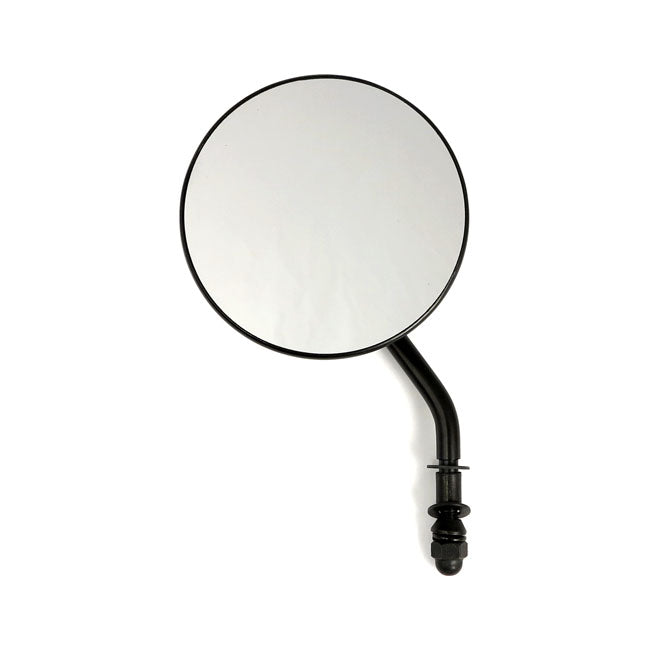 4" round custom mirror, left. Black