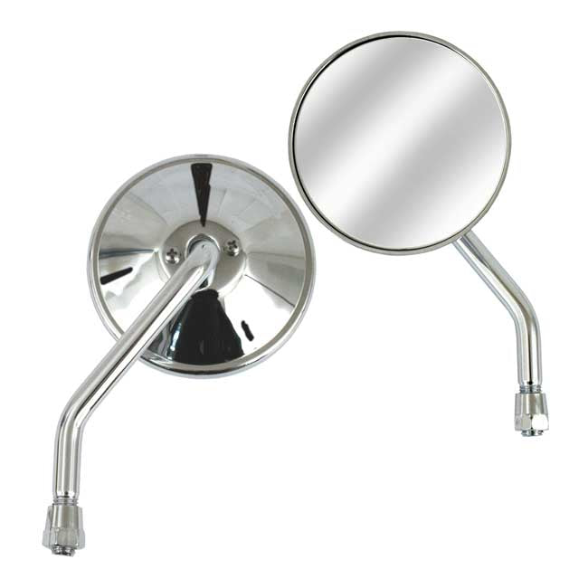 3-3/8" round custom mirror, left, 10mm. Chrome
