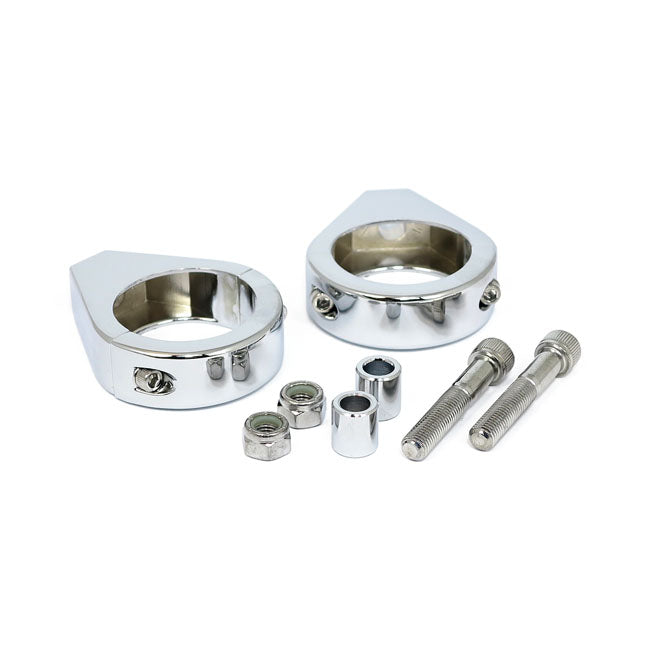 Smooth edge fork mount clamp kit. 39mm. Chrome