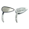 Retro teardrop mirror set. Chrome, aluminum grooved stem