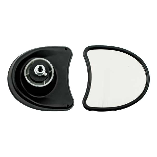Touring fairing mount mirror kit. Single vision, black — 96-13 Electra Glides; 06-13 FLHX; 09-13 Trikes. Batwing fairing models (NU)