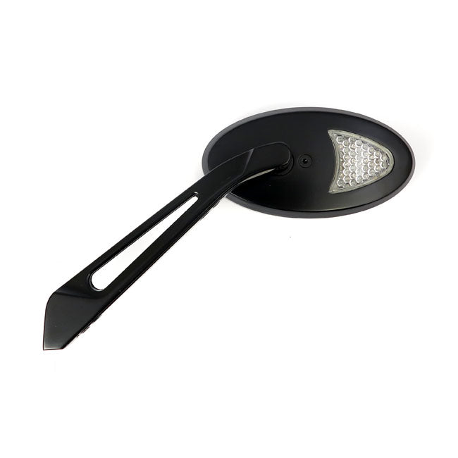 LED cateye turn signal mirror set. Black, amber front lens