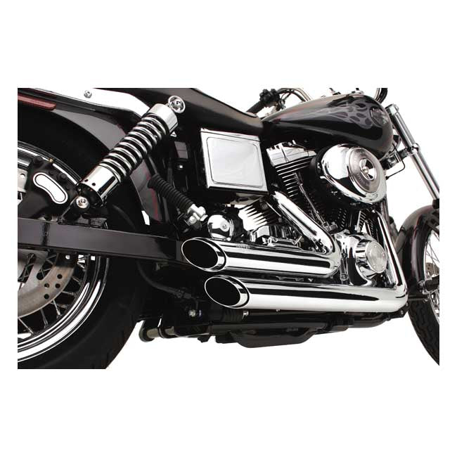 Vance & Hines, 2-1/2" shortshots staggered exh. chrome — 91-05 Dyna (NU)