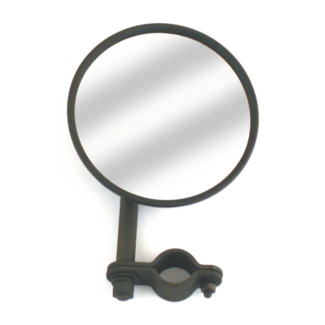 Reproduction sidevalve mirror. Black, long stem — 30-48 DL; RL; VL; UL; WL; Servi-Car; Knucklehead (Civilian models)