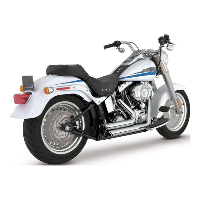Vance & Hines, 2-1/2" shortshots staggered exh. chrome — 87-11 Softail (Excl. 08-11 FXCW/C; all SE; CVO models) (NU)