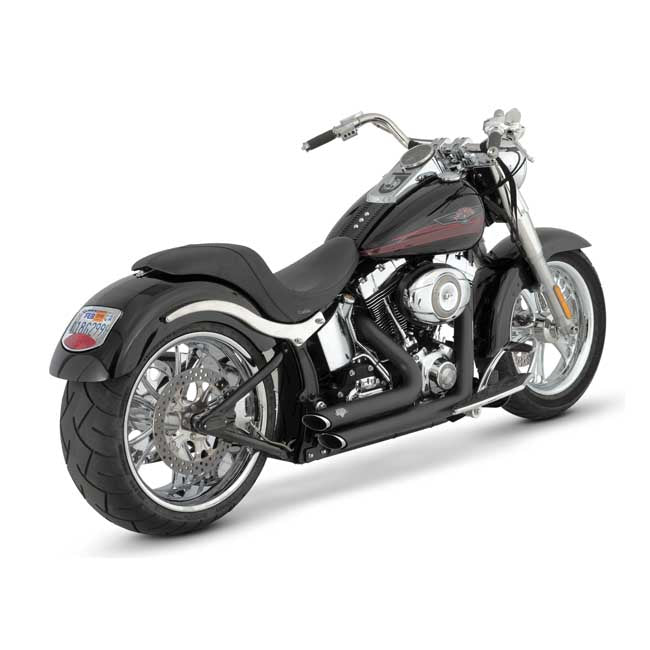 Vance & Hines, 2-1/2" shortshots staggered exh. black — 87-11 Softail (Excl. 08-11 FXCW/C; all SE; CVO models) (NU)