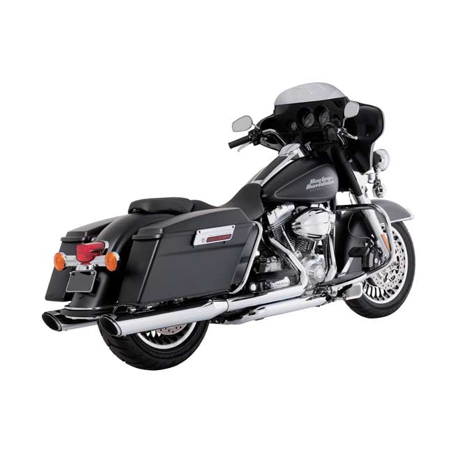 Vance & Hines, 4" Twin Slash Round slip-on mufflers. Chrome — 95-16 FLT/Touring (NU)