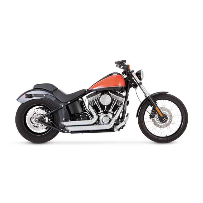 Vance & Hines, 2-1/2" shortshots staggered exh. chrome — 12-17 Softail (Excl. 14-17 FXSB) (NU)