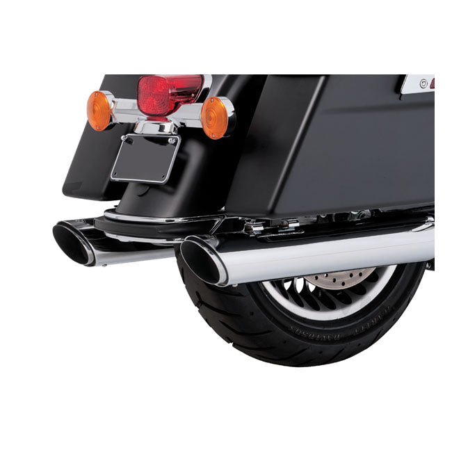 Vance & Hines, 4" Twin Slash Round slip-on mufflers. Chrome — 17-26 FLT/Touring (excl. Trikes)