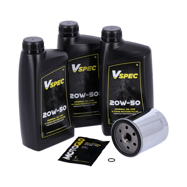 MCS, engine oil service kit. 20W50 Mineral — 84-98 Softail; 87-94 FXR model; 86-22 XL Sportster (NU)