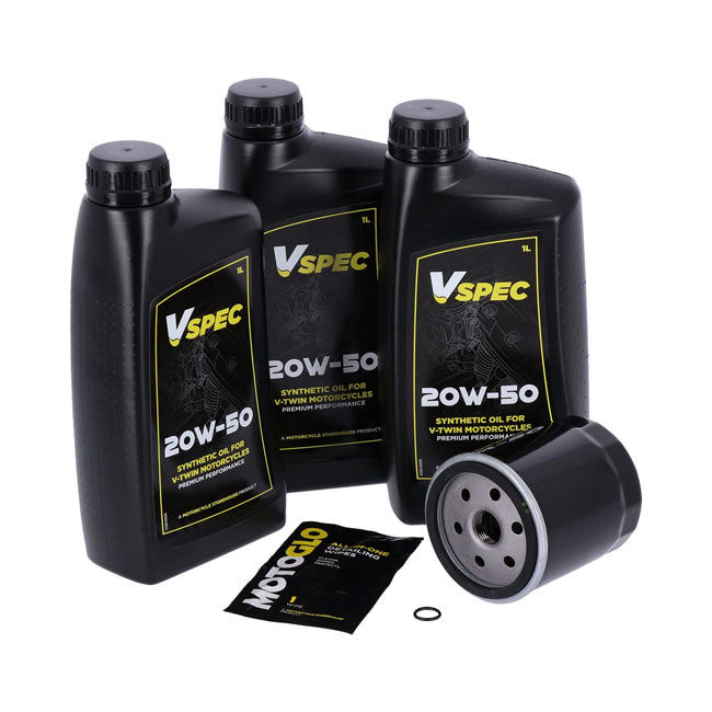 MCS, engine oil service kit. 20W50 Synthetic — 84-99 Softail; 87-94 FXR model; 86-20 XL Sportster (NU)
