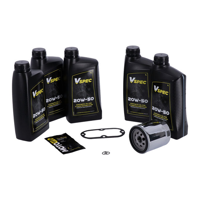 MCS, ''Big Oil'' service kit. Full synthetic. Chrome filter — 99-06 Softail; 99-05 Dyna (NU)