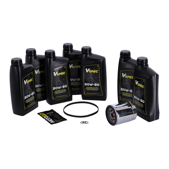 MCS, ''Big Oil'' service kit. Full synthetic. Chrome filter — 17-26 FLT/Touring; 17-26 Trikes
