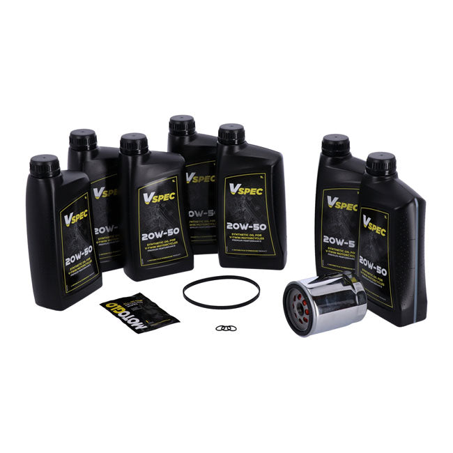 MCS, ''Big Oil'' service kit. Full synthetic. Chrome filter — 18-26 Softail