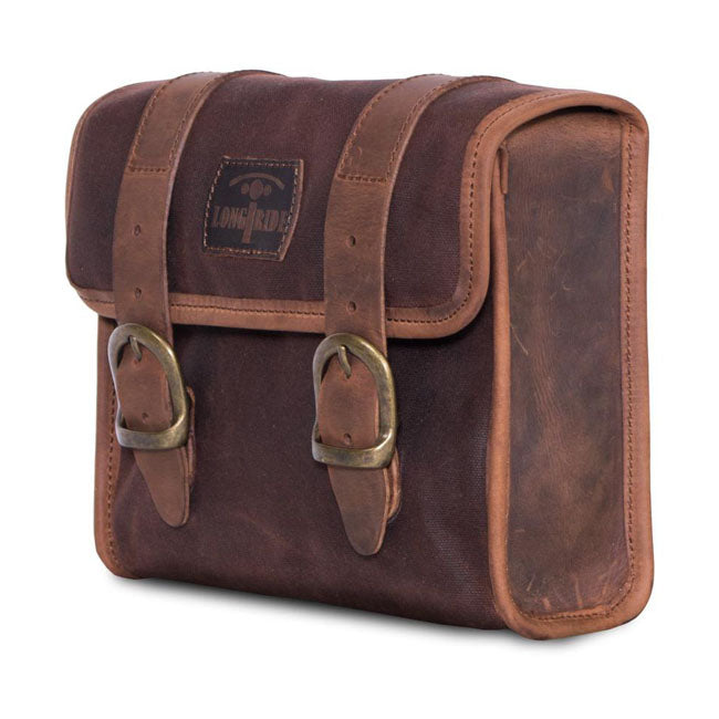 Longride, ''Mini'' waxed cotton saddlebag. Marron Brown