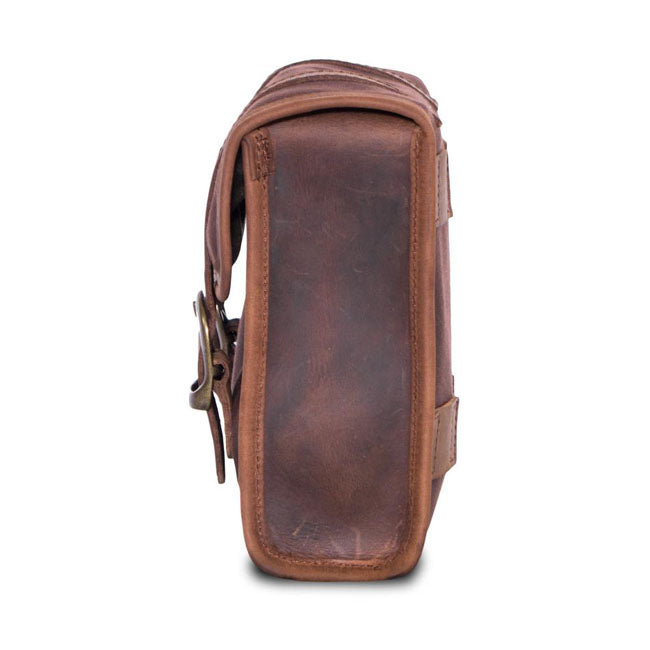 Longride, ''Mini'' waxed cotton saddlebag. Marron Brown