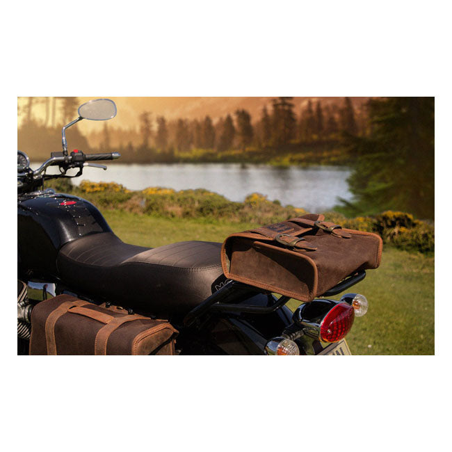 Longride, ''Mini'' waxed cotton saddlebag. Marron Brown
