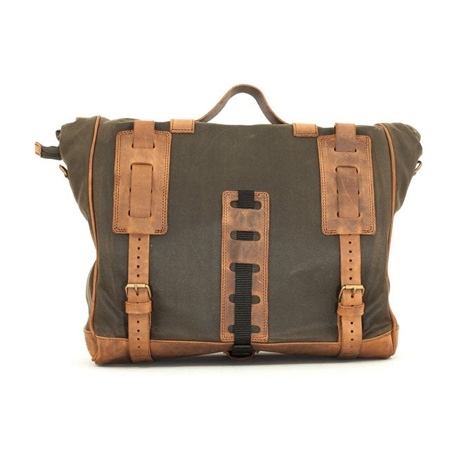 Longride, ''Old Chopper'' waxed cotton saddlebag. Khaki — Royal Enfield: Interceptor 650; Royal Enfield Continental GT 650 Moto Guzzi: V7 850 Stone from 2021-up; V7 850 Special from 2021-up