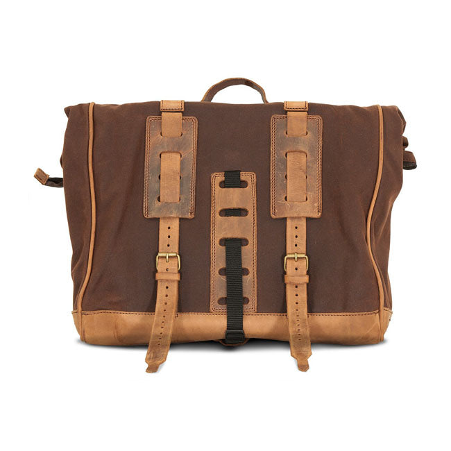 Longride, ''Old Chopper'' waxed cotton saddlebag. Marron Brown — Royal Enfield: Interceptor 650; Royal Enfield Continental GT 650 Moto Guzzi: V7 850 Stone from 2021-up; V7 850 Special from 2021-up