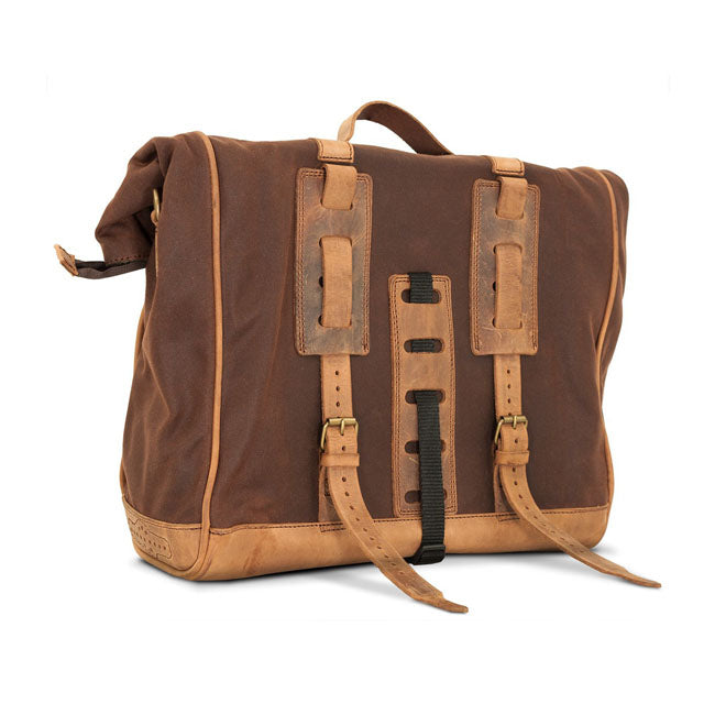Longride, ''Old Chopper'' waxed cotton saddlebag. Marron Brown — Royal Enfield: Interceptor 650; Royal Enfield Continental GT 650 Moto Guzzi: V7 850 Stone from 2021-up; V7 850 Special from 2021-up
