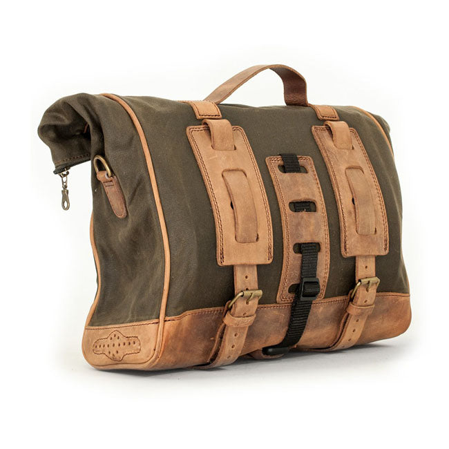 Longride, ''Old Chopper'' waxed cotton saddlebag. Khaki — Universal
