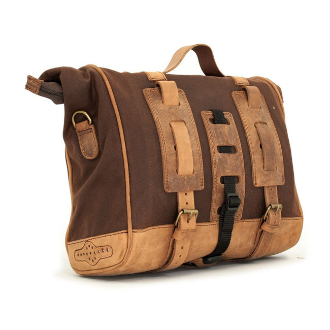 Longride, ''Old Chopper'' waxed cotton saddlebag. Marron Brown — Universal