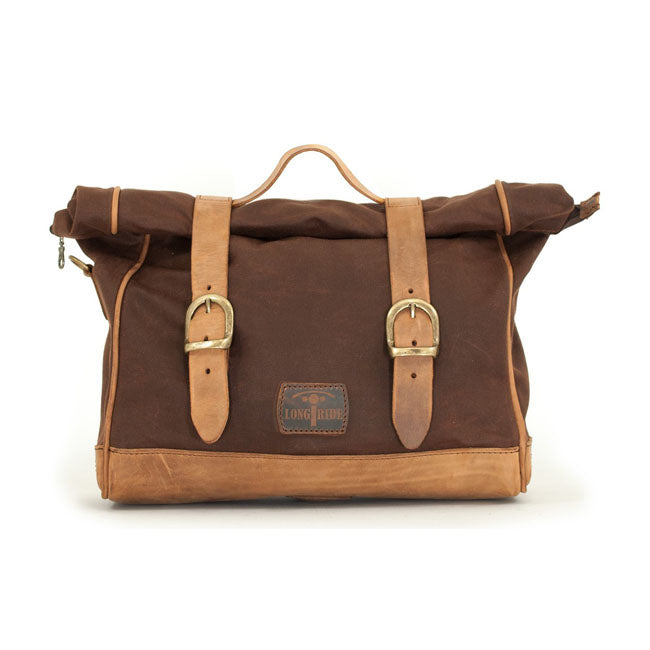 Longride, ''Old Chopper'' waxed cotton saddlebag. Marron Brown — Universal