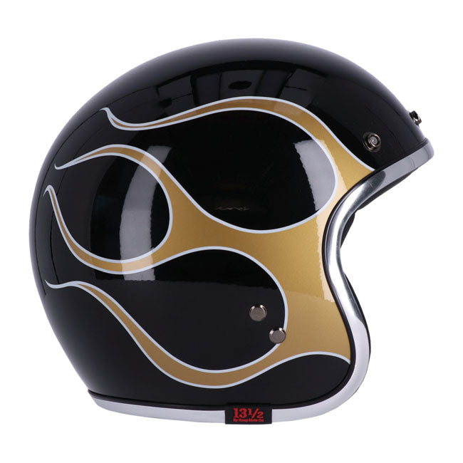 13 1/2 Skull bucket helmet flames gold