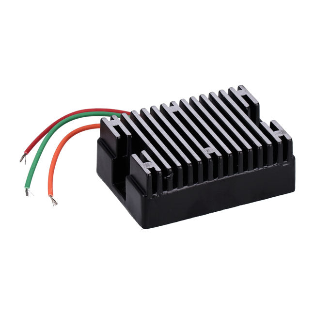 MCS, voltage regulator/rectifier. Black — 65-77 XL Sportster; 65-69 FL (NU)