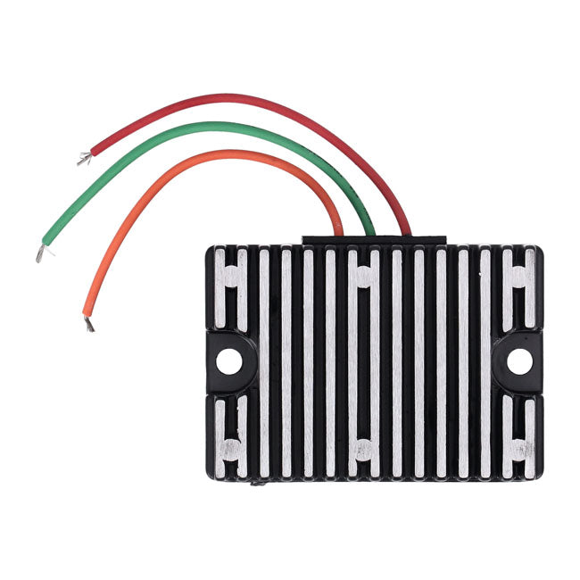 MCS, voltage regulator/rectifier. Black — 65-77 XL Sportster; 65-69 FL (NU)