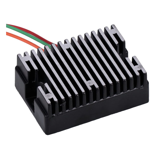 MCS, voltage regulator/rectifier. Black — 65-77 XL Sportster; 65-69 FL (NU)