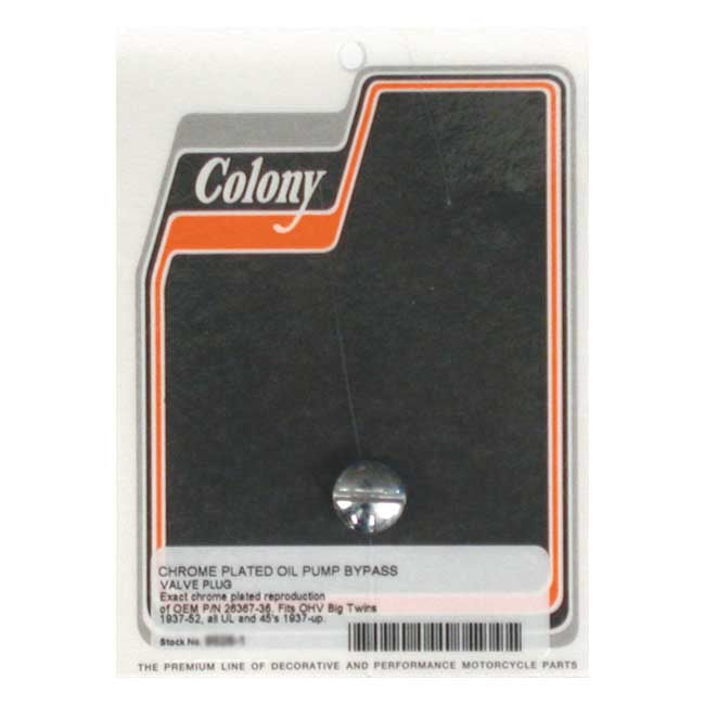 Colony bypass plug, oil pump — 36-52 Big Twin OHV & Flathead; 37-52 45" Flathead (NU)