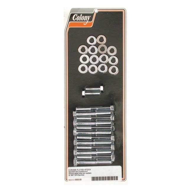 Colony, Sportster rocker box bolt kit. Hex, chrome — 57-76 Sportster (NU)
